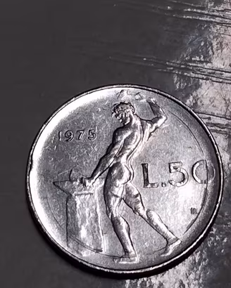 moneta da 50 lire vulcano anno 1975 molto rara 
