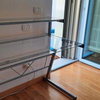 scrivania in vetro e acciaio 