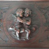 Pannello decorativo legno antico angeli scolpiti