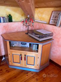 Mobile Angolare Porta stereo/TV in Legno Massello