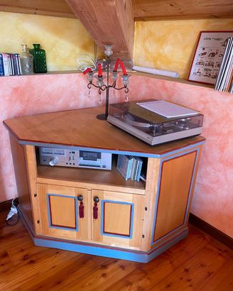 Mobile Angolare Porta stereo/TV in Legno Massello