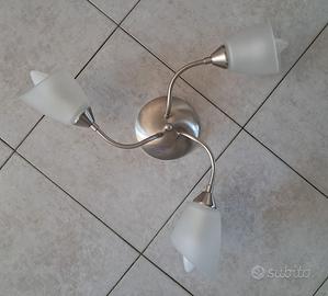 Lampadario a soffitto a TRE bracci in Acciaio sat.