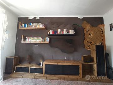 Parete attrezzata etnica bamboo moderna