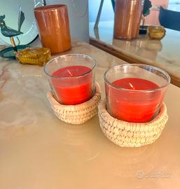 SET: 2 Candele Ikea + 2 Portacandele in Vimini