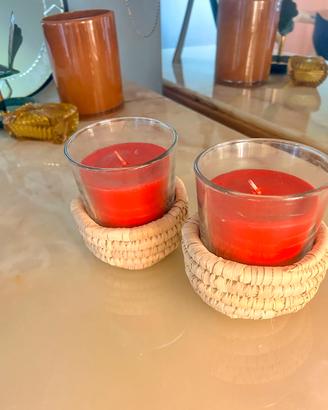 SET: 2 Candele Ikea + 2 Portacandele in Vimini