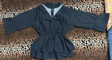 ✨ Camicetta Nera a Pois Vintage-Chic