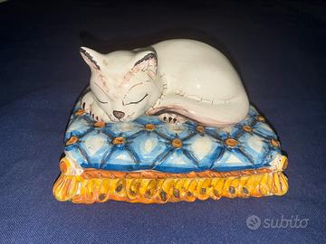 Soprammobile gatto in Ceramica di Caltagirone
