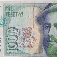 Banconota originale 1000 peseta spagnole Conquista