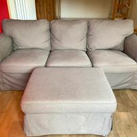 Divano 3 posti Ektorp + pouf contenitore (grigio)