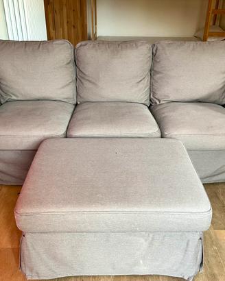 Divano 3 posti Ektorp + pouf contenitore (grigio)