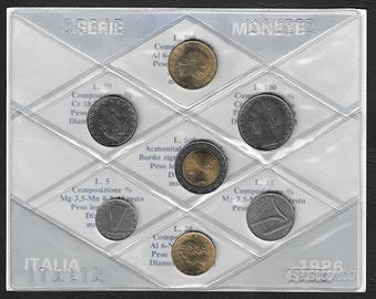 Italia - set fior di conio 7 monete 1986 UNI 781