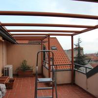 gazebo in alluminio anotizzato color ciliegio