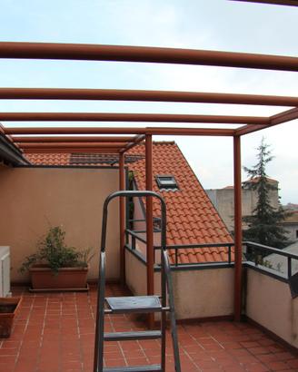 gazebo in alluminio anotizzato color ciliegio