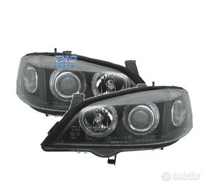 FARI PER OPEL ASTRA G 97-04 ANGEL EYES FONDO NERO 