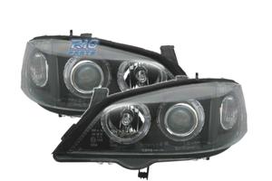 FARI PER OPEL ASTRA G 97-04 ANGEL EYES FONDO NERO 