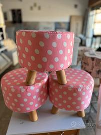 Pouf sgabelli rosa a pois