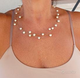 Collana Multifilo con Perle su Filo Invisibile