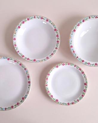🌸 Servizio piatti in porcellana "Le Bon Ton" x 4