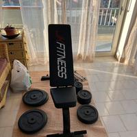 Panca incl/decl + manubri + 140kg dischi