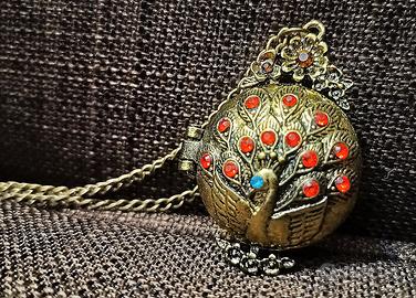 Medaglione Apribile Portafoto PAVONE Charm Peacock