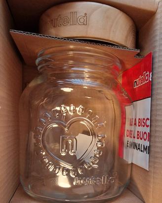 Biscottiera Nutella in vetro con tappo in legno
