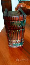 COFANETTO VINTAGE STILE LIBRO ANTICO IN LEGNO 