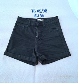 Shorts denim neri vita alta donna