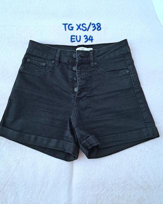 Shorts denim neri vita alta donna