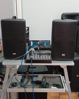 impianto casse dad b8, mixer e 2 microfoni