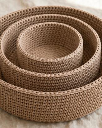 Set 3 Cestini Portaoggetti uncinetto – Organizer