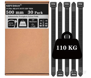 Fascette nere grandi 30 pezzi 500mm x 12mm diametr