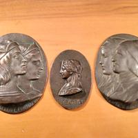 3 medaglioni bassorilievo in bronzo inizio '900
