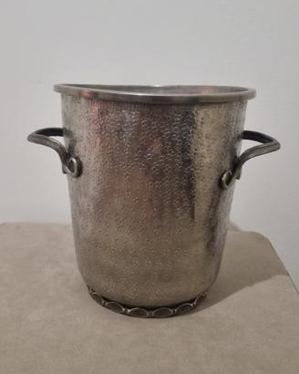 Secchiello porta ghiaccio moderno in peltro firmat