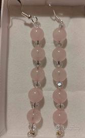 orecchini in argento quarzo rosa 