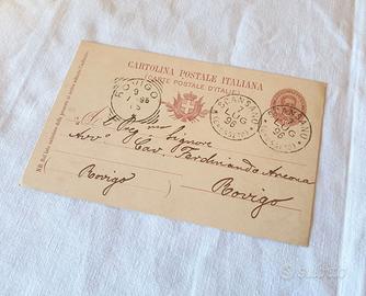Cartolina postale italiana epoca manoscritta 1896