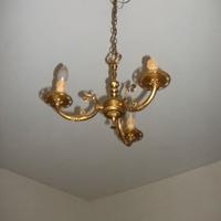 Lampadario a 3 luci in bronzo dorato