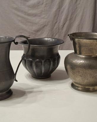 brocche e vaso in peltro