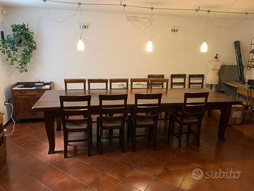 TAVOLO LEGNO MASSELLO + 12 SEDIE