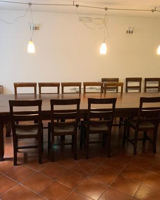 TAVOLO LEGNO MASSELLO + 12 SEDIE