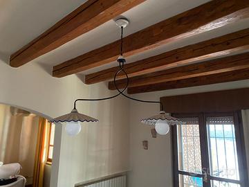 Lampadario a sospensione doppia luce stile rustico