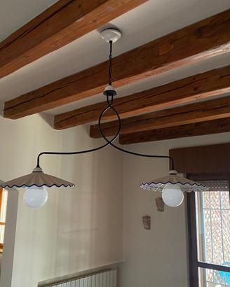 Lampadario a sospensione doppia luce stile rustico