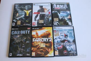 Lotto 6 videogiochi per PC tipo sparatutto