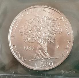 #2213 – Una moneta 500 Lire Italia PACE