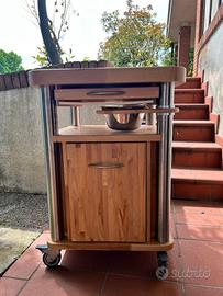 Carrello da cucina in legno massiccio