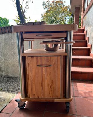 Carrello da cucina in legno massiccio