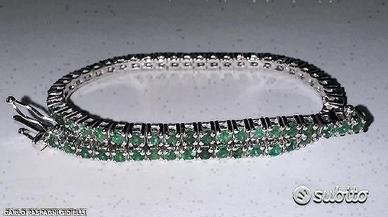 BRACCIALE TENNIS ORO 18kt. CON SMERALDI NATURALI