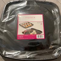 Vassoi quadrati rigidi neri plastica 35x35