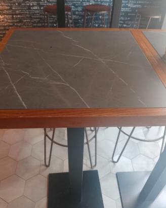 Tavoli alti da bar effetto marmo e legno massello