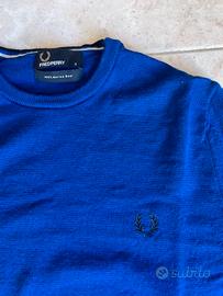 Maglioncino Fred Perry S Blu Elettrico 100%lana