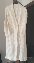 Cardigan lungo ricamato bianco taglia46 donna